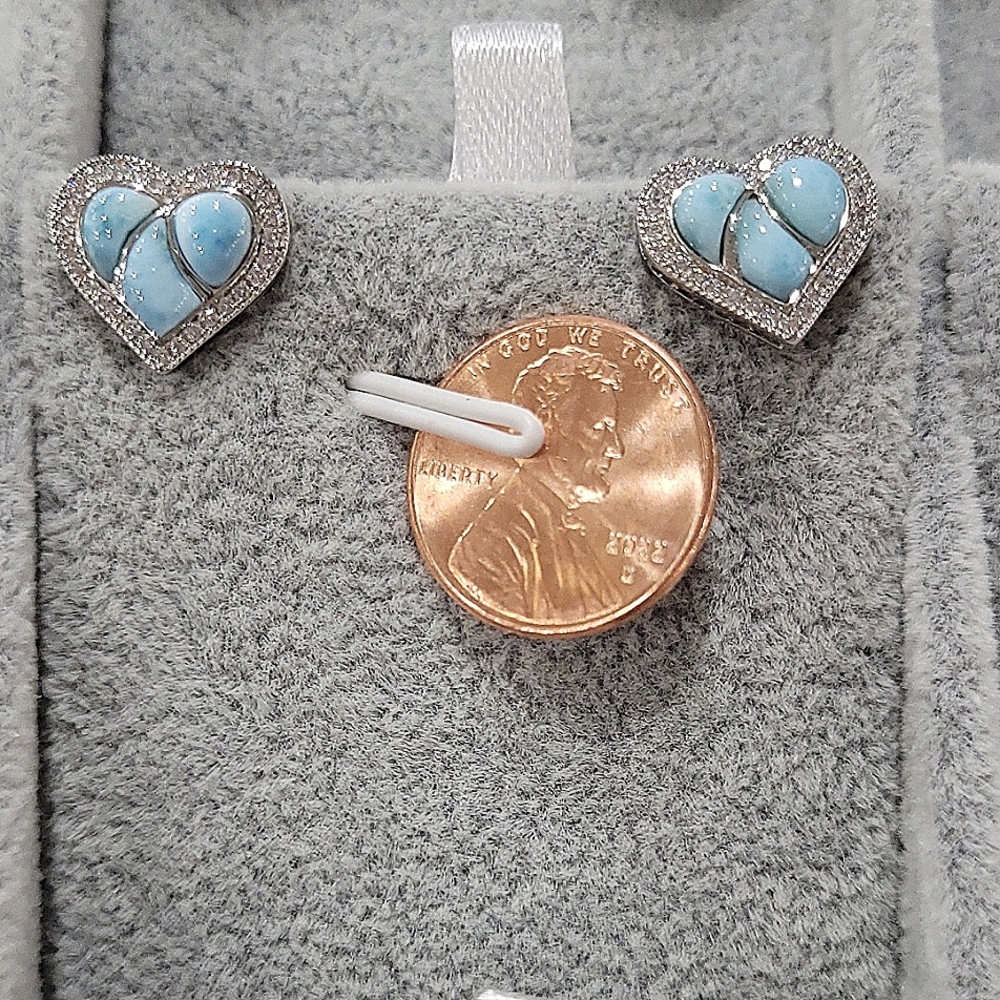Larimar and Cz Earrings 925 Silver